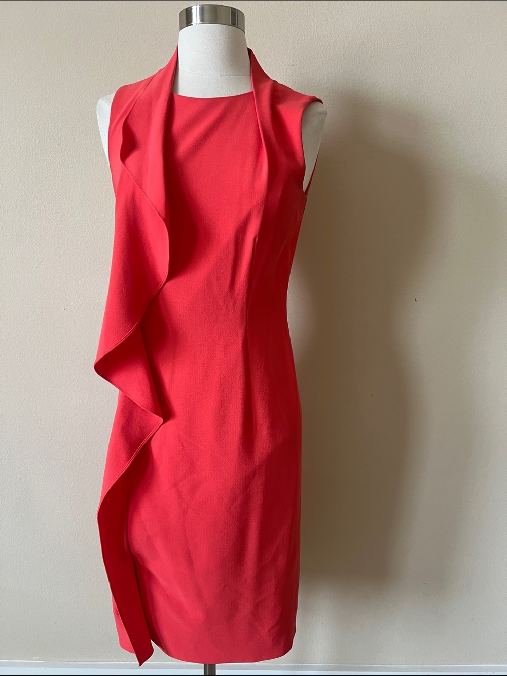 Sleeveless Red Ruffle Sheath Dress